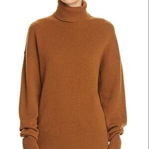 THEORY Cashmere Drop Shoulder Turtleneck Sweater In Caramel